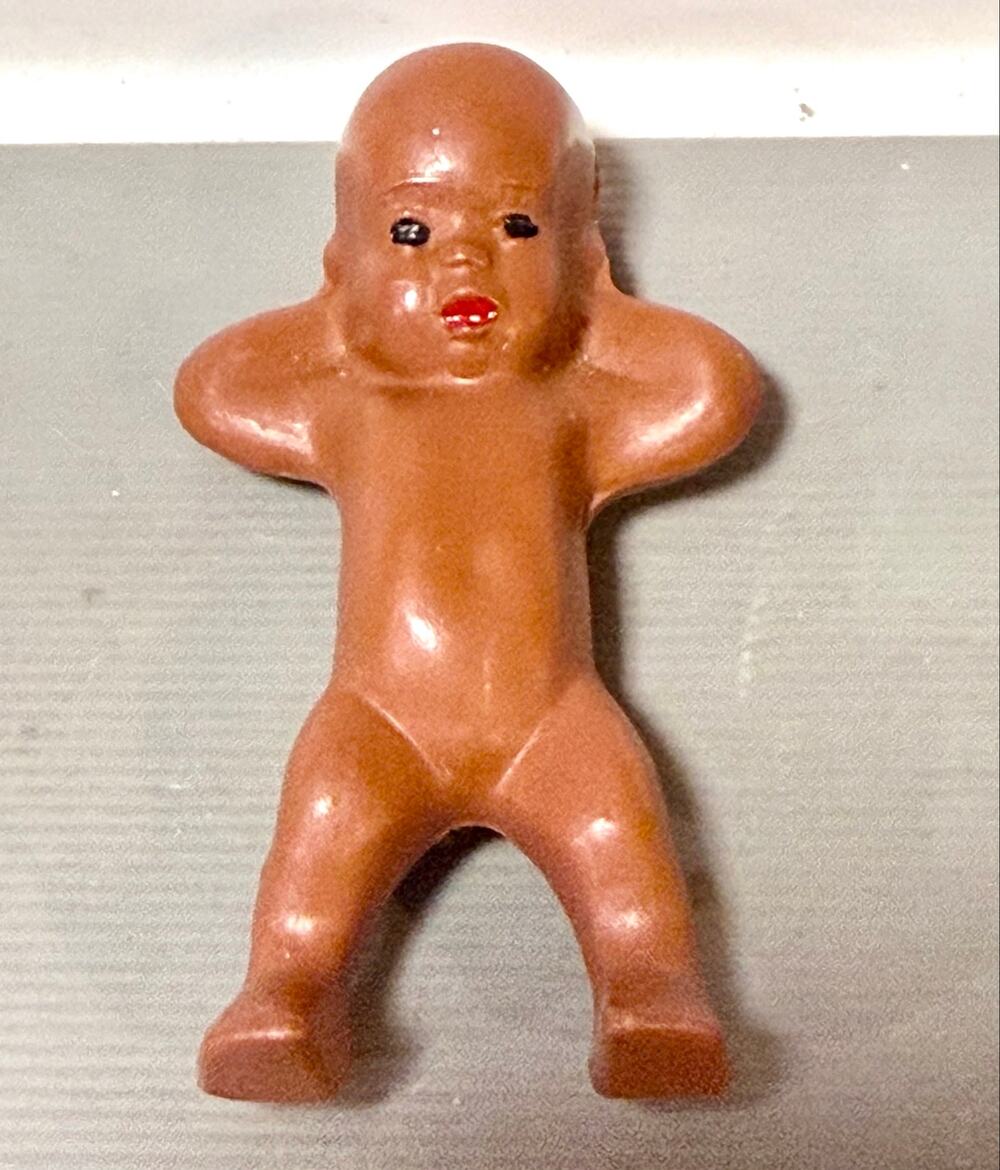 vintage hard plastic "Kewpie-style" miniature baby doll 2” tall 1940’s-1960’s